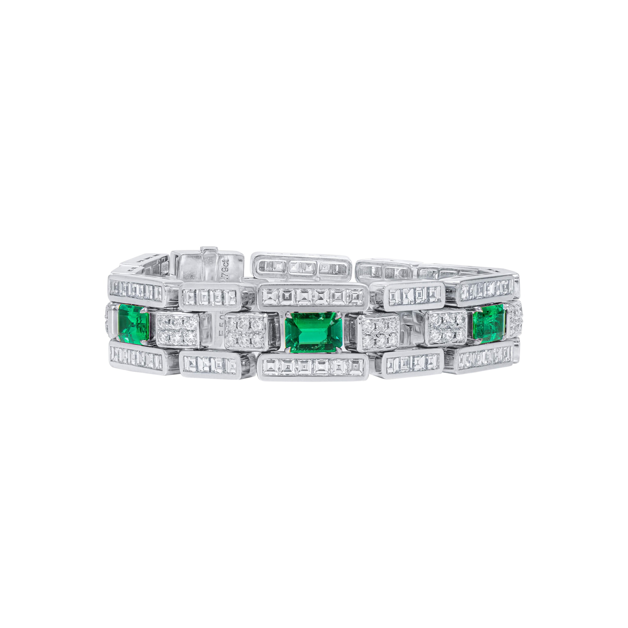 White Gold, 5.03ctw Colombian Emerald and Diamond Bracelet — view 1