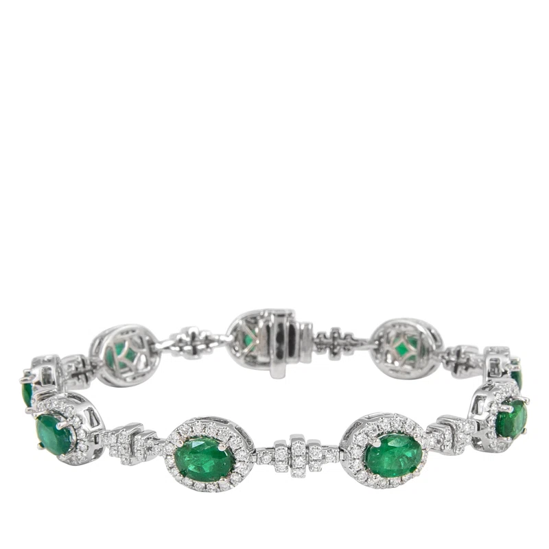 White Gold, Emerald and Diamond Bracelet 