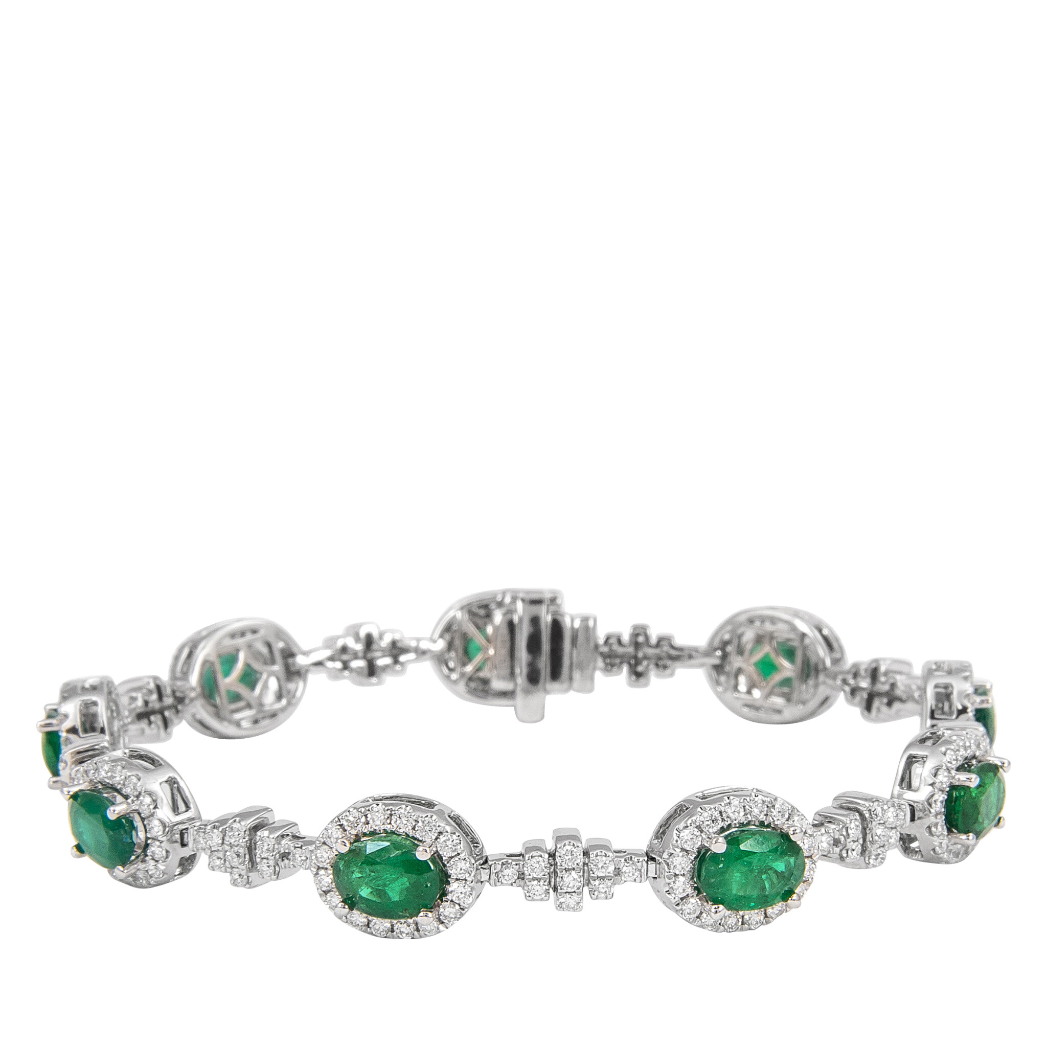 White Gold, Emerald and Diamond Bracelet  — view 1