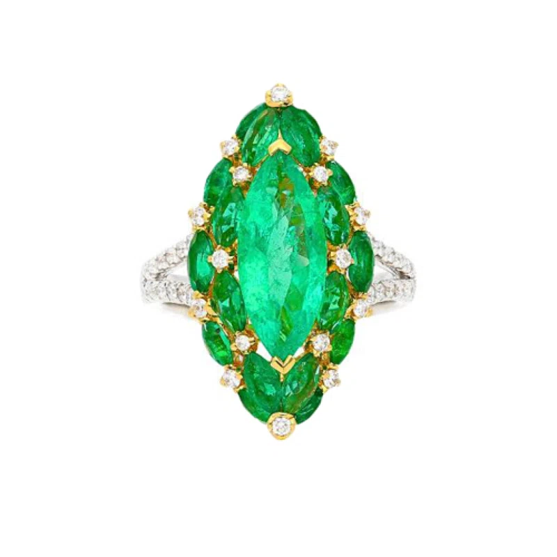 White Gold, Gold, 1.95ct Emerald, Emerald and Diamond Ring
