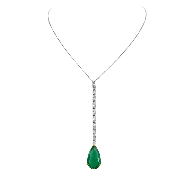 White Gold, Gold,  20.15ct Emerald and Diamond Lariat Necklace 