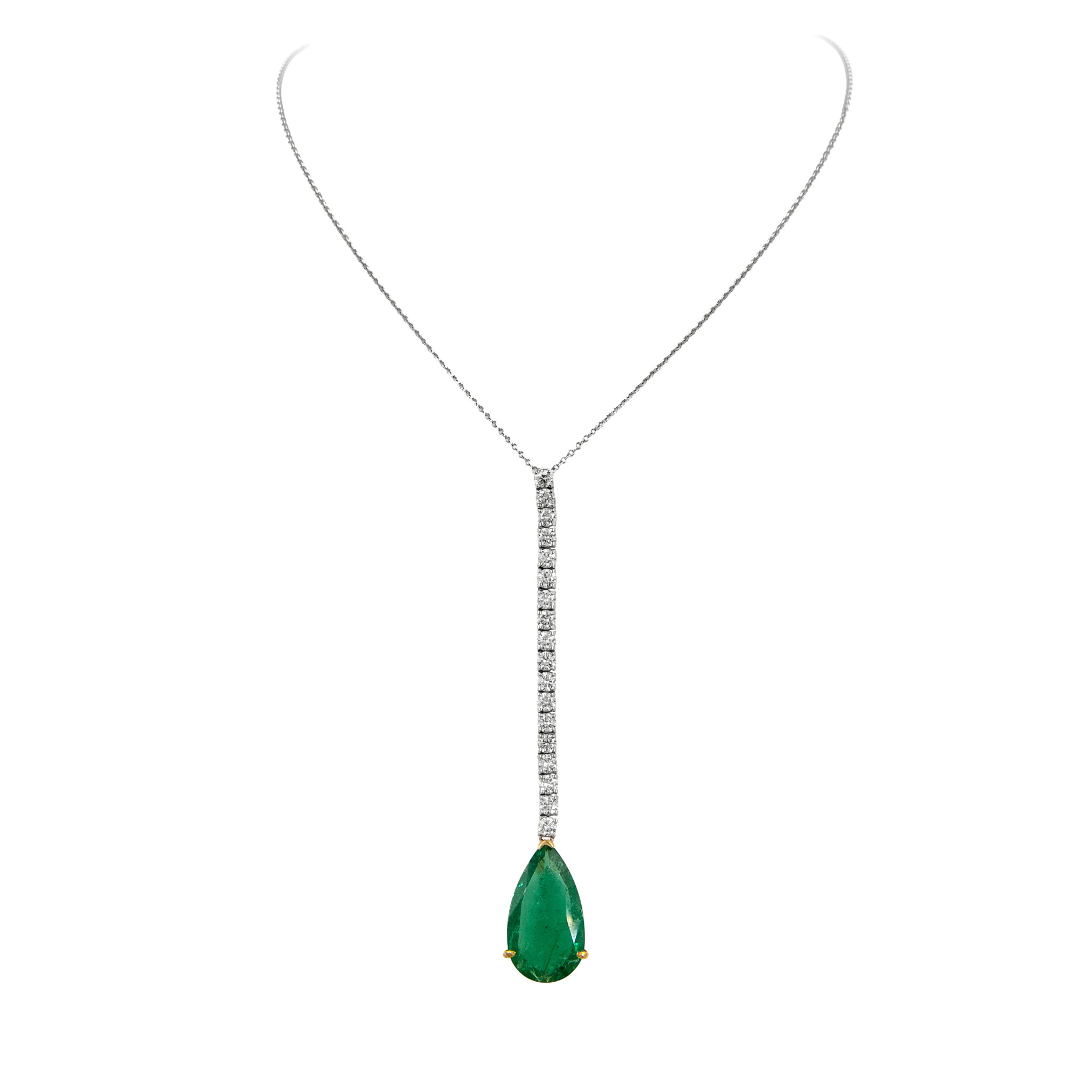 White Gold, Gold,  20.15ct Emerald and Diamond Lariat Necklace  — view 1