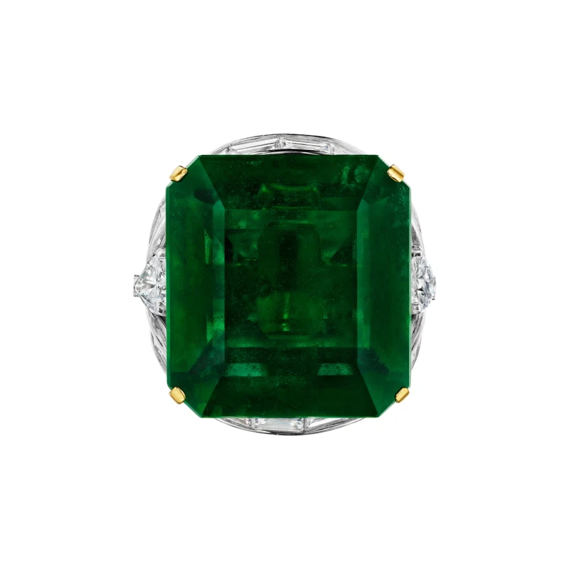 White Gold, Gold, 29.10ct Zambian Emerald and Diamond Ring