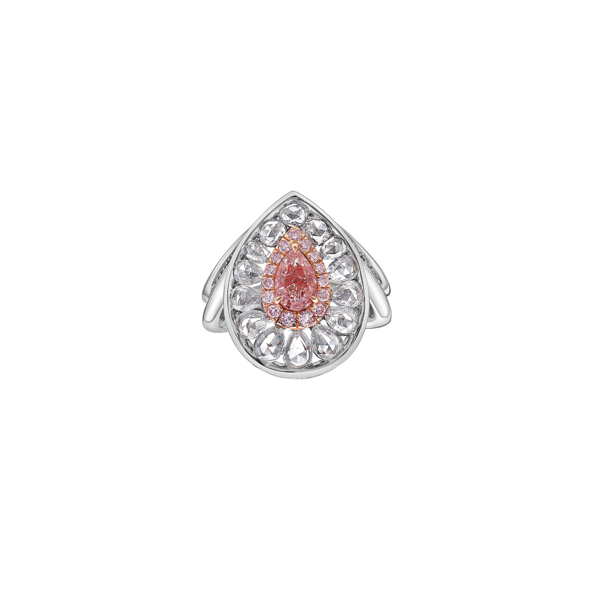 White Gold, Light Pink-Brown Diamond and Diamond Ring — view 1