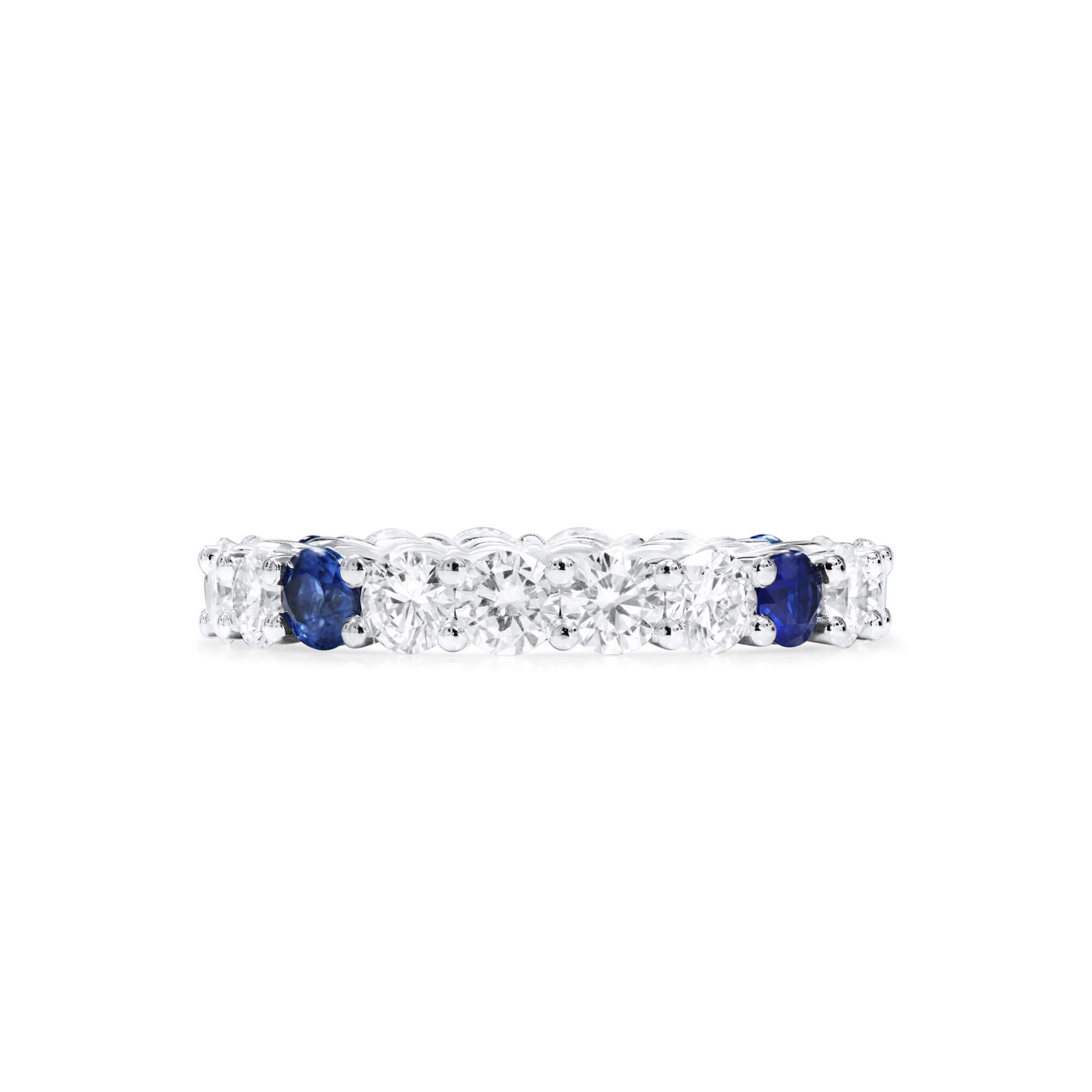 White Gold, 2.55ctw Oval Cut Diamond and Sapphire Eternity Band Ring — view 1