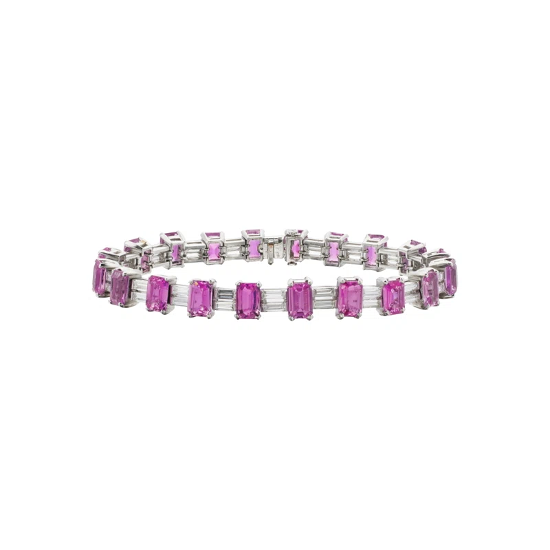 White Gold, Pink Sapphire and Diamond Bracelet
