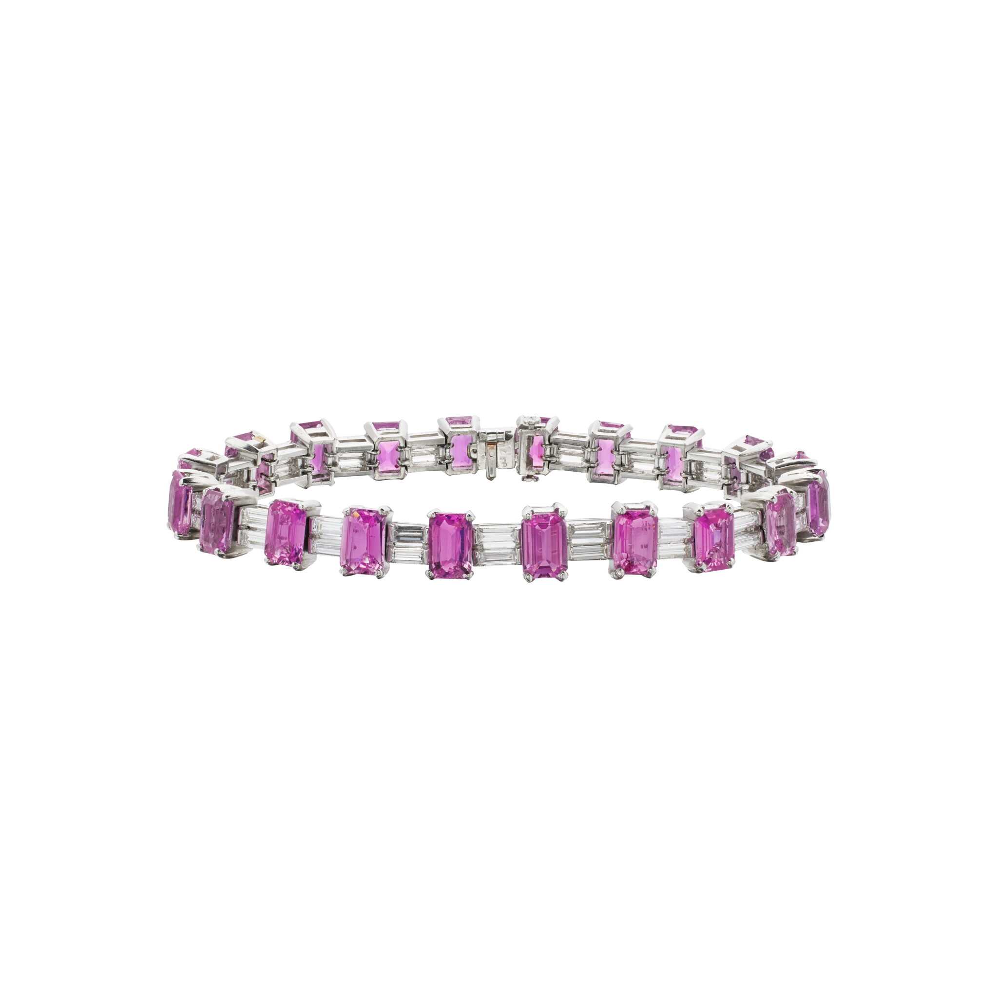 White Gold, Pink Sapphire and Diamond Bracelet — view 1