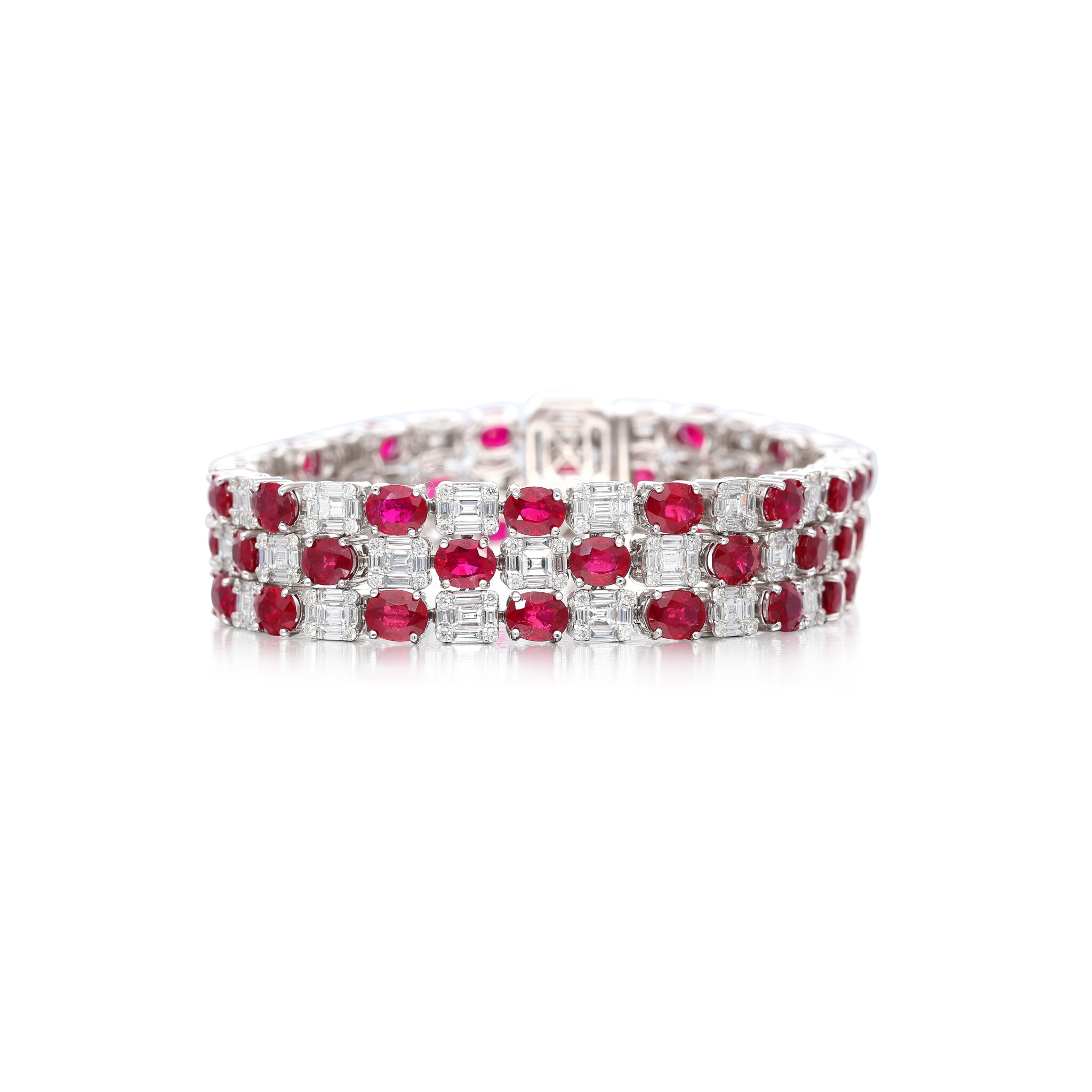 White Gold, Ruby and Diamond Bracelet — view 1