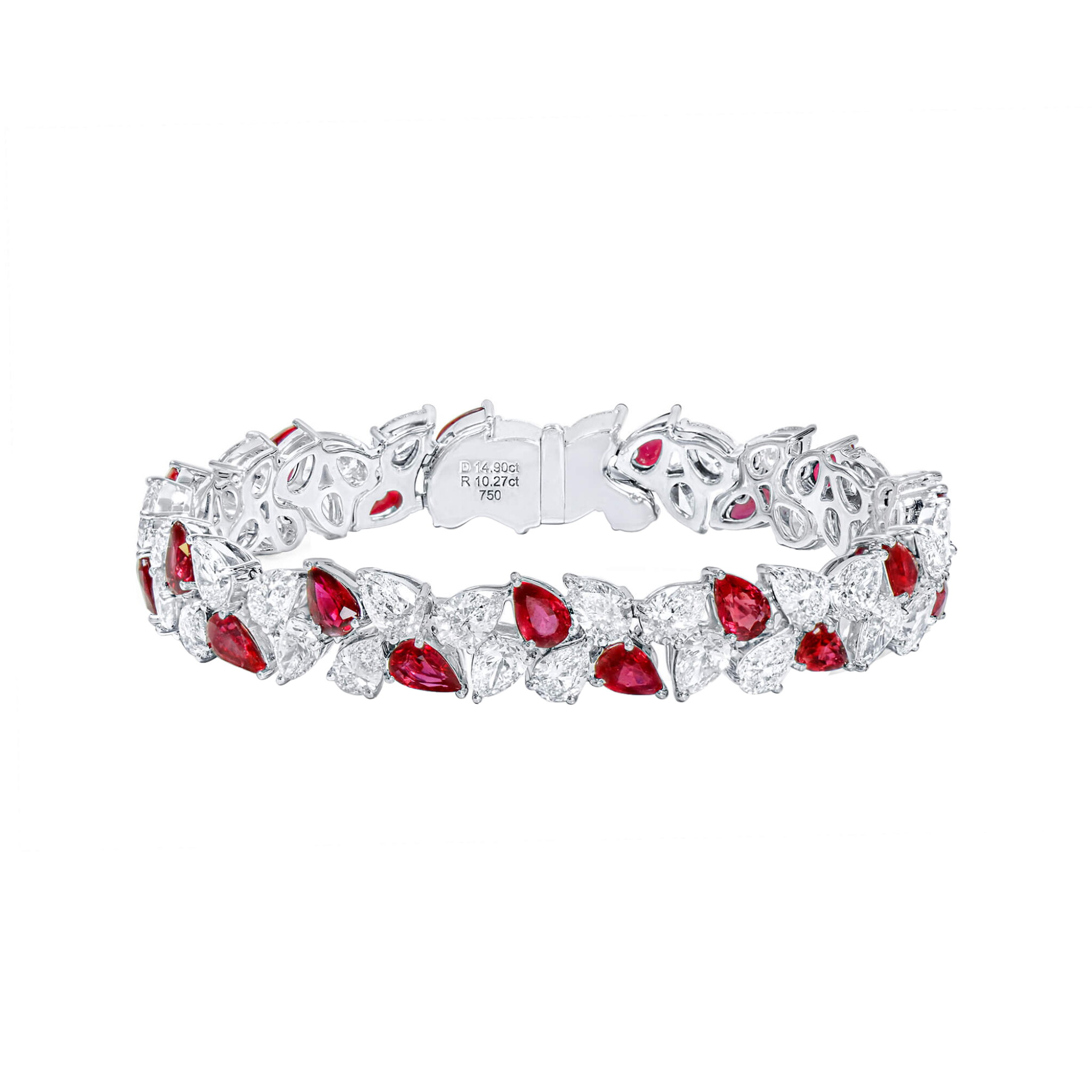 White Gold, Ruby and Diamond Bracelet — view 1