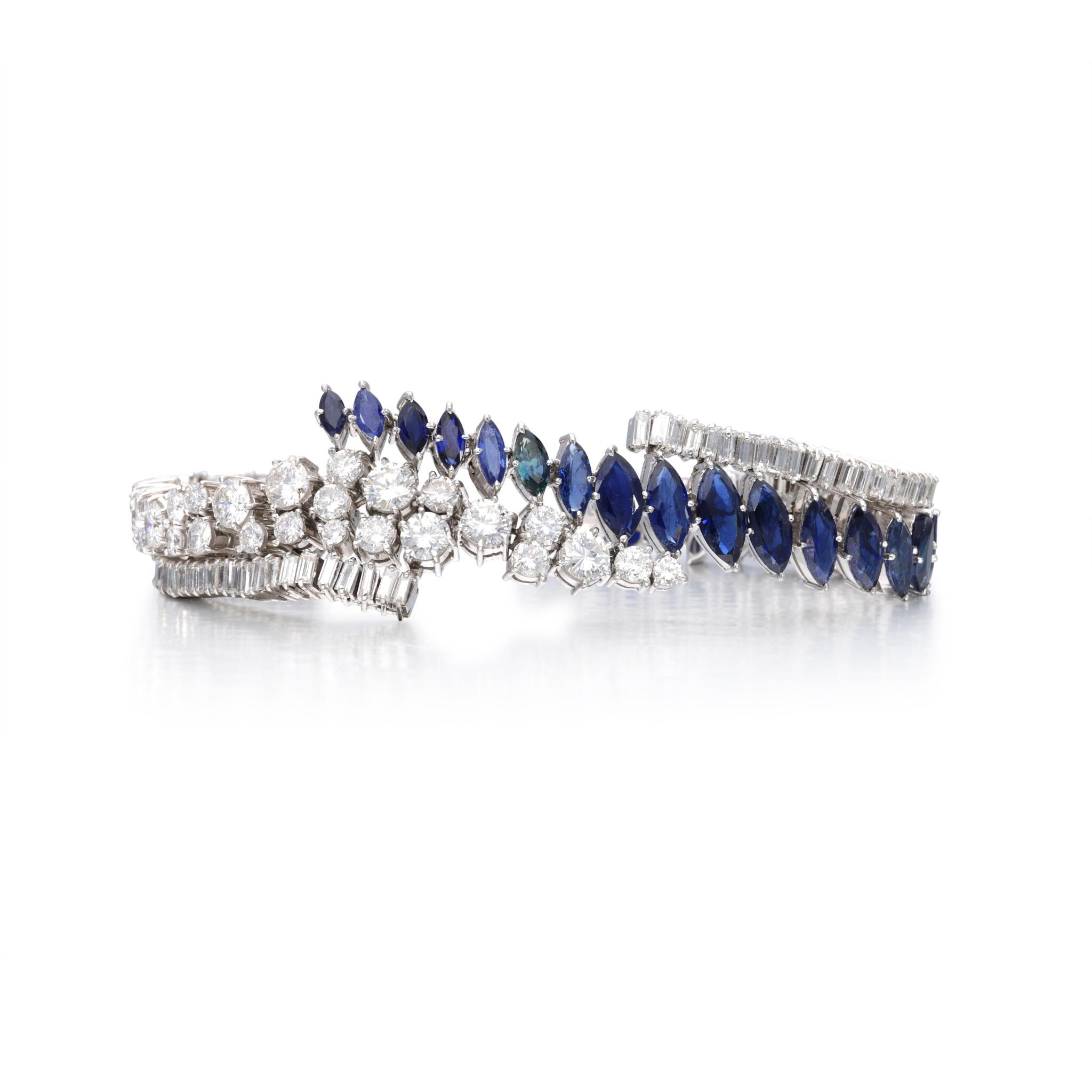 White Gold, Sapphire and Diamond Bracelet — view 1