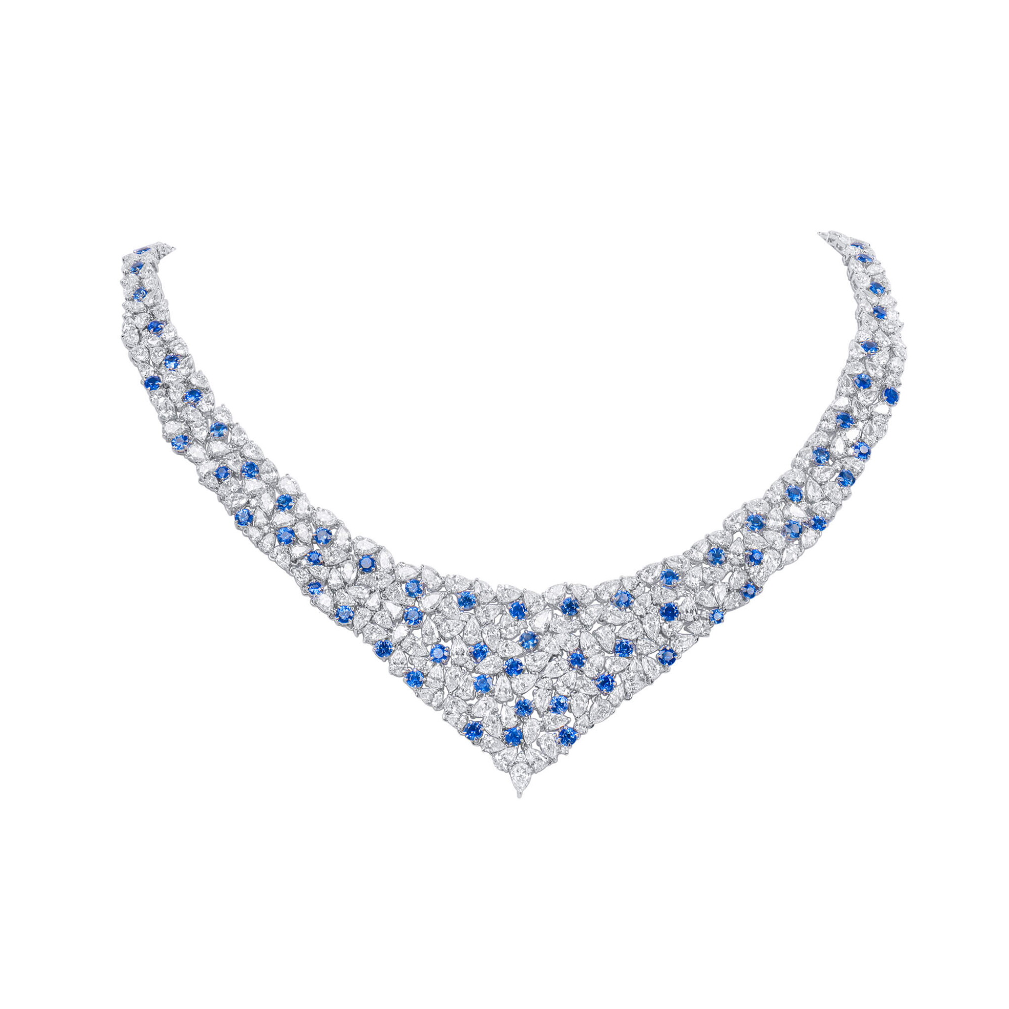 White Gold, Sapphire and Diamond Necklace — view 1