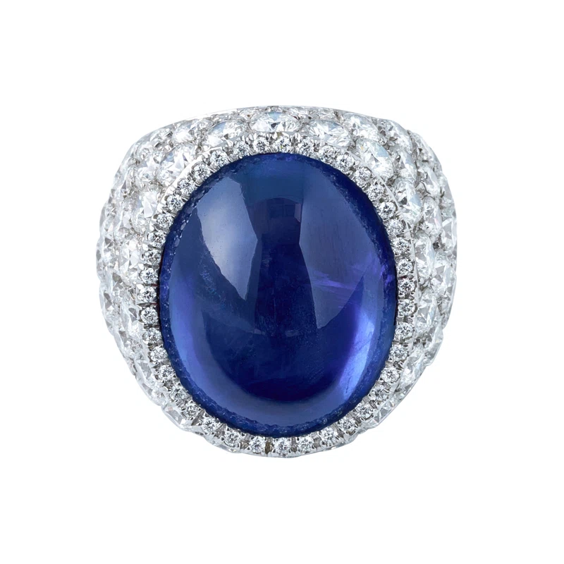 White Gold, 34.18ct Ceylon Sapphire and Diamond Ring