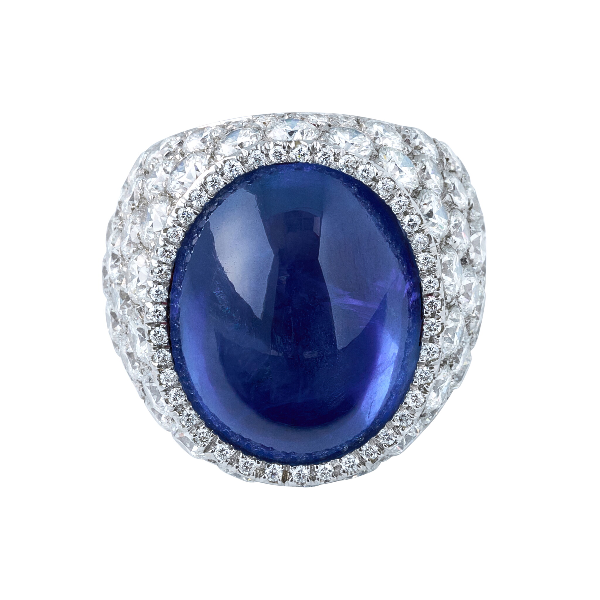 White Gold, 34.18ct Ceylon Sapphire and Diamond Ring — view 1