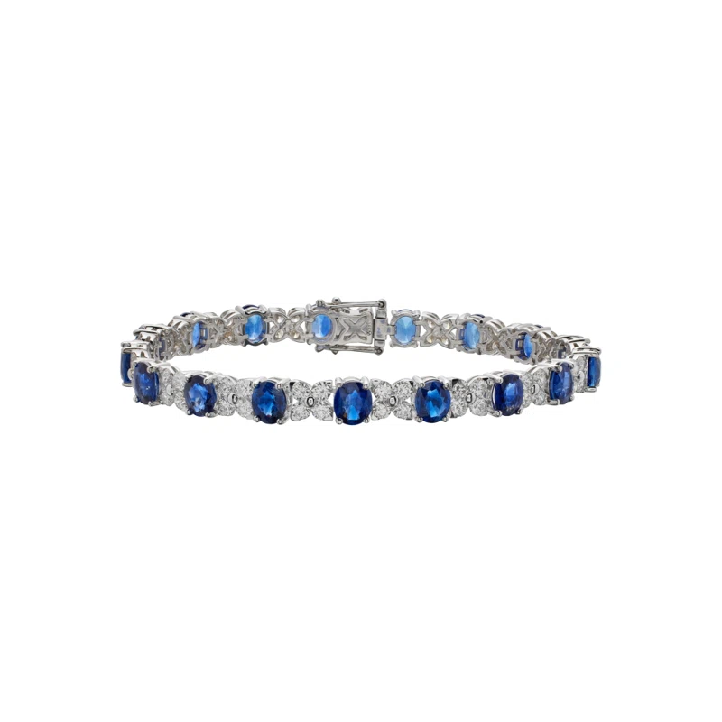 White Gold, 11.50ctw Sapphire and Diamond Tennis Bracelet