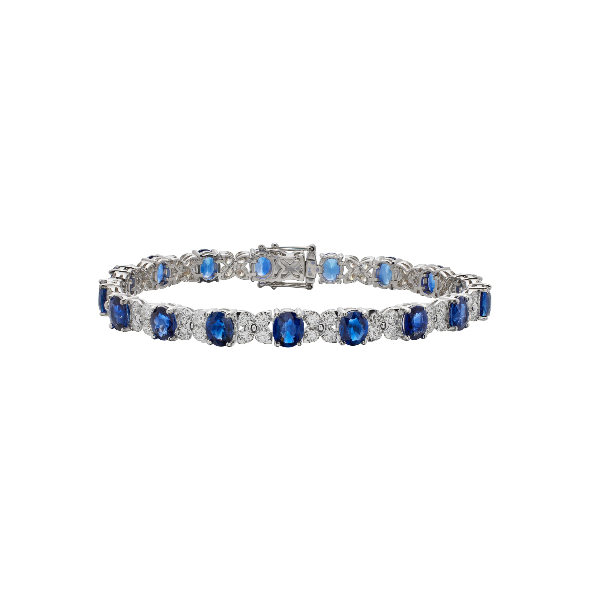 White Gold, 11.50ctw Sapphire and Diamond Tennis Bracelet — view 1