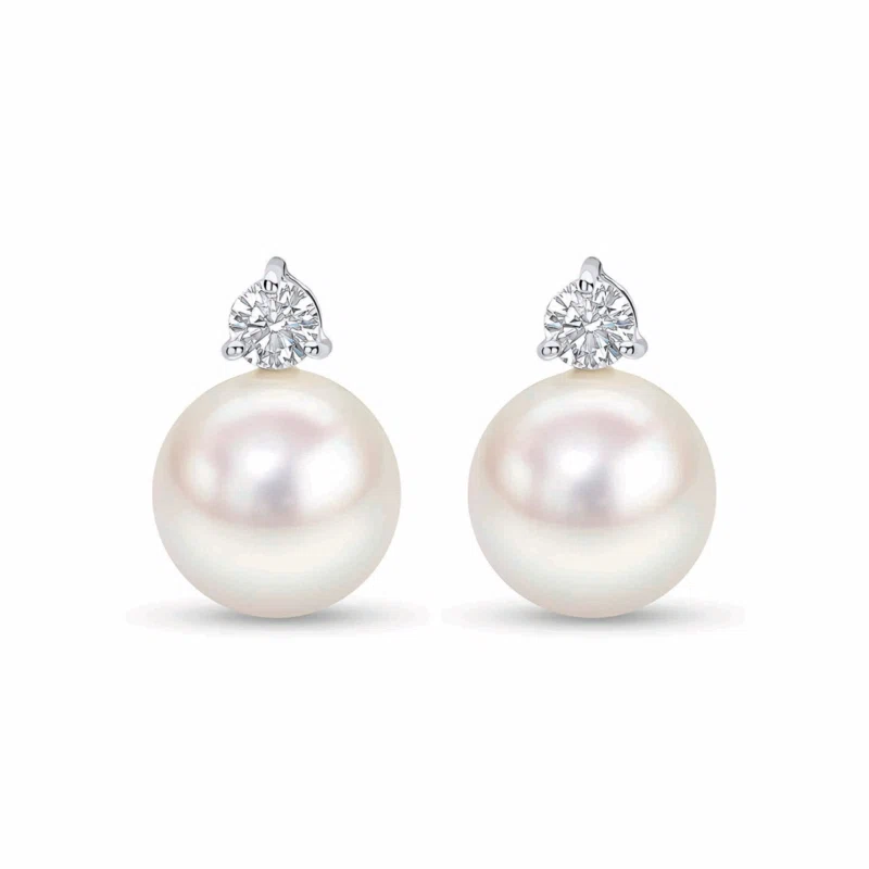 White Gold, South Sea Cultured Pearl Diamond Classic Earrings