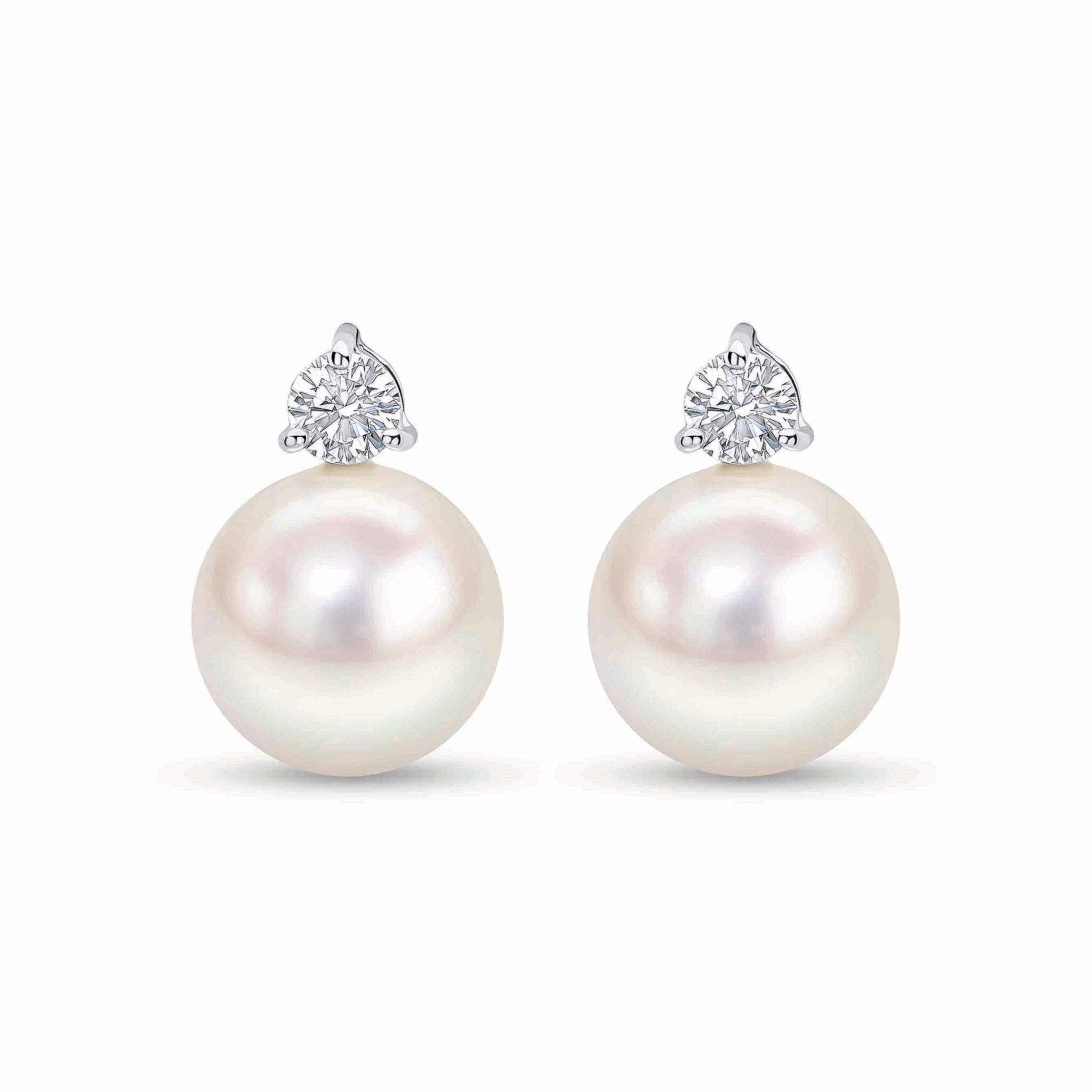 White Gold, South Sea Cultured Pearl Diamond Classic Earrings — view 1