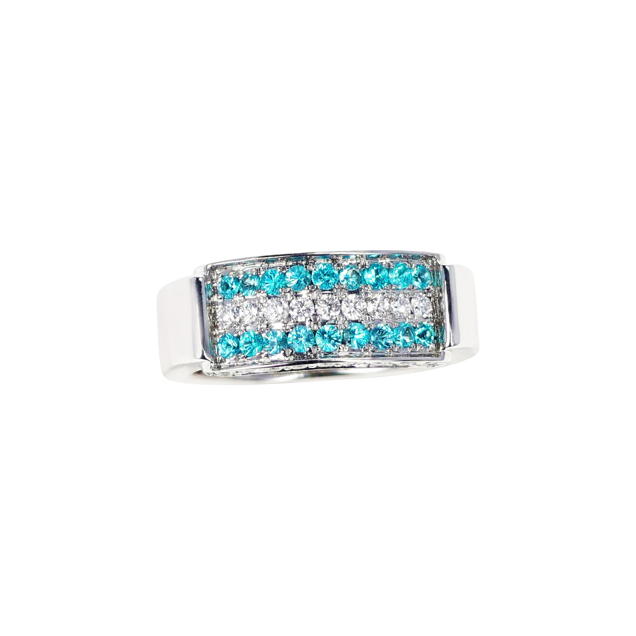 White Gold, Brazilian Paraíba Tourmaline and Diamond Ring — view 1
